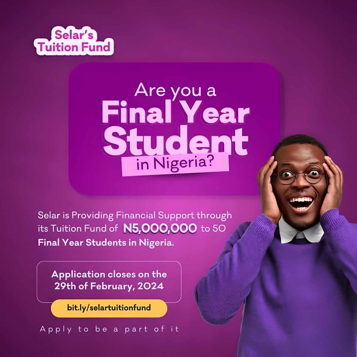 Selar's Tuition Fund (₦5,000,000) For Final Year Students in Nigeria