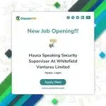 Hausa Speaking Security Supervisor At Whitefield Ventures Limited